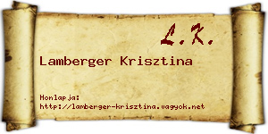 Lamberger Krisztina névjegykártya